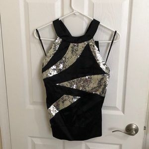 Bebe black w/ silver sequin halter